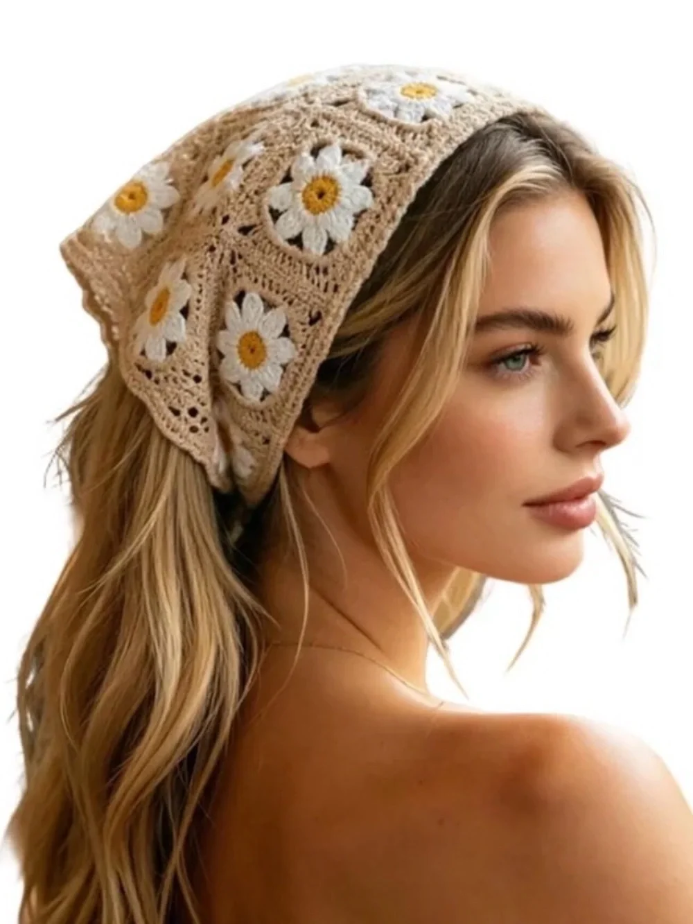 NWT ⚜️🤎⚜️ Piper K Boho Crochet Head Scarf Bandana Knit Head Wrap
